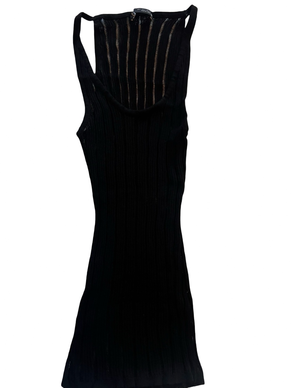 ZARA Sheer Black Striped Knit Tank